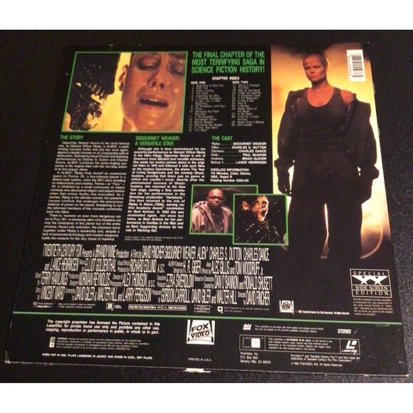 ALIEN 3 Movie-LaserDisc Special WideScreen Edition-Sigourney Weaver 1992 - Picture 2 of 4